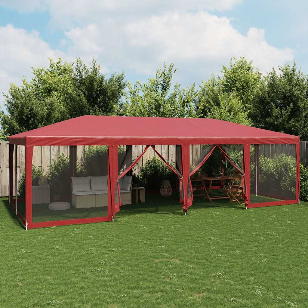 Tienda de fiesta Vidaxl con 12 paredes laterales de malla 8x4 M HDPE RED