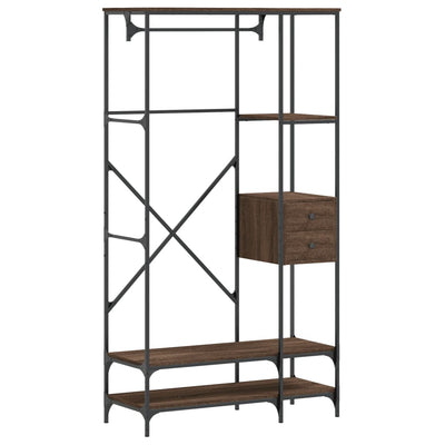Vidaxl clothes rack with shelves processed wood brown oak color