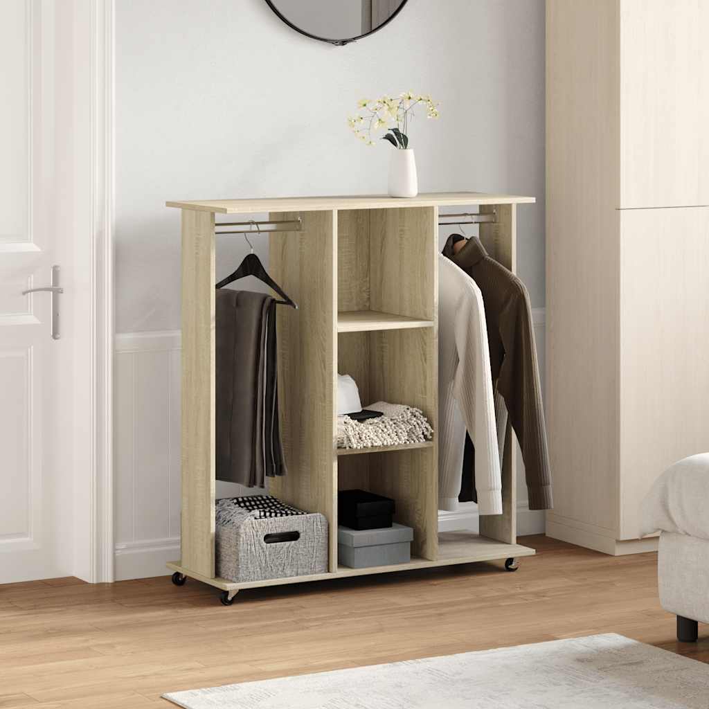 Armario de Vidaxl con ruedas 102x38x110 cm de madera propiedad Sonoma roble