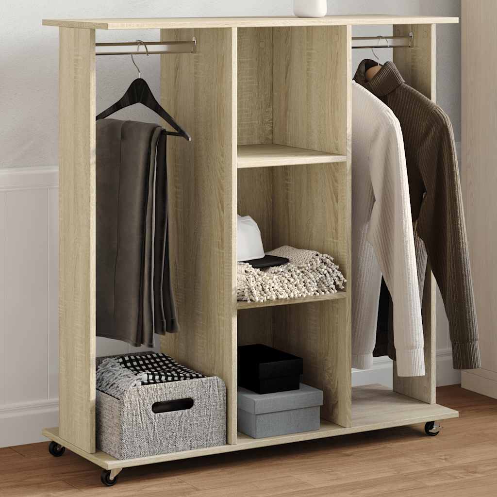 Armario de Vidaxl con ruedas 102x38x110 cm de madera propiedad Sonoma roble
