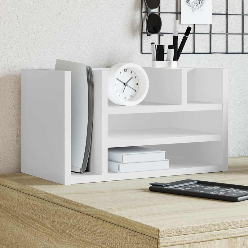 Vidaxl Bureau Organizer 44.5x24x25 cm Bianco in legno elaborato