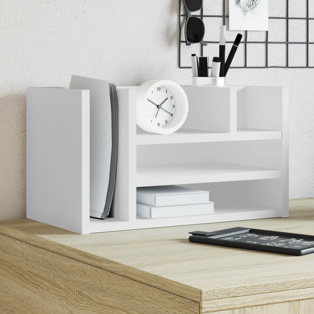 Vidaxl Bureau Organizer 44.5x24x25 cm Bianco in legno elaborato