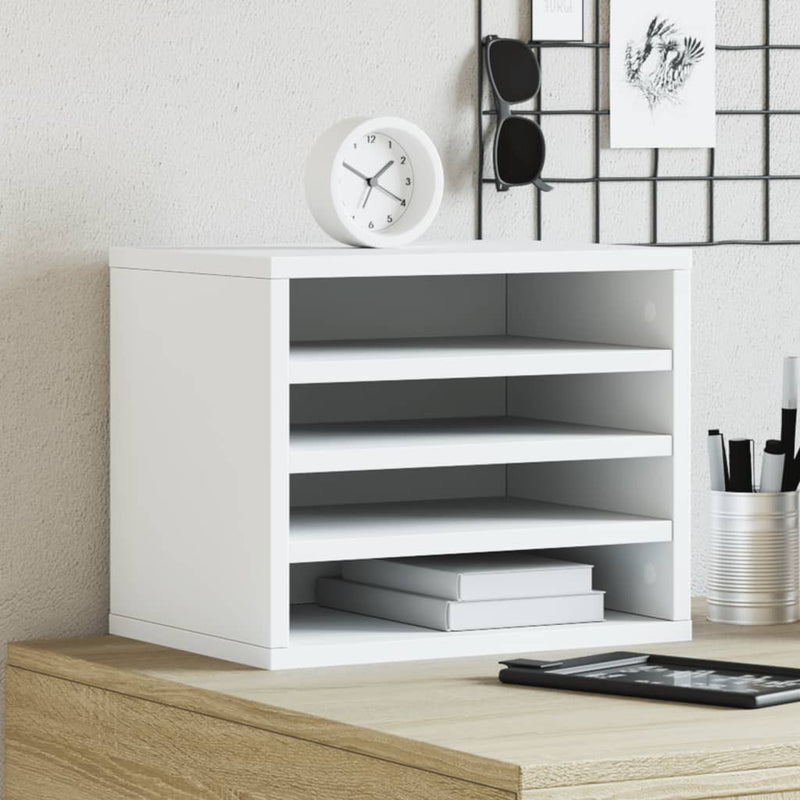Vidaxl Bureau Organizer 36x26x29.5 cm Bianco in legno elaborato