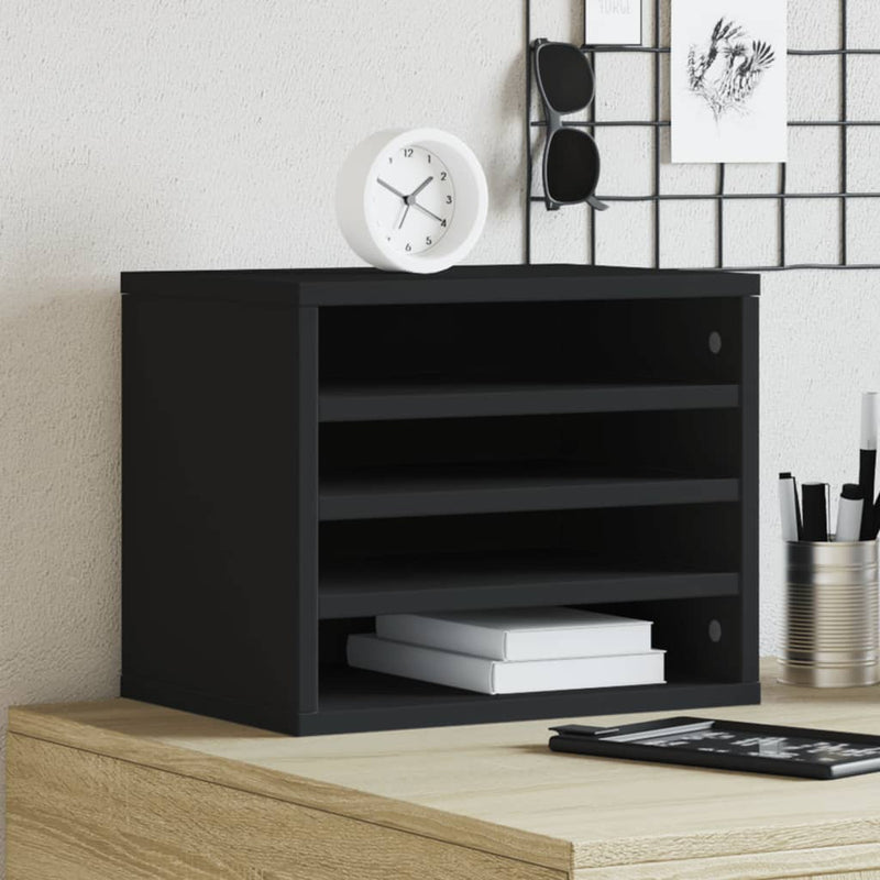 Vidaxl Bureau Organizer 36x26x29.5 cm Legno elaborato nero