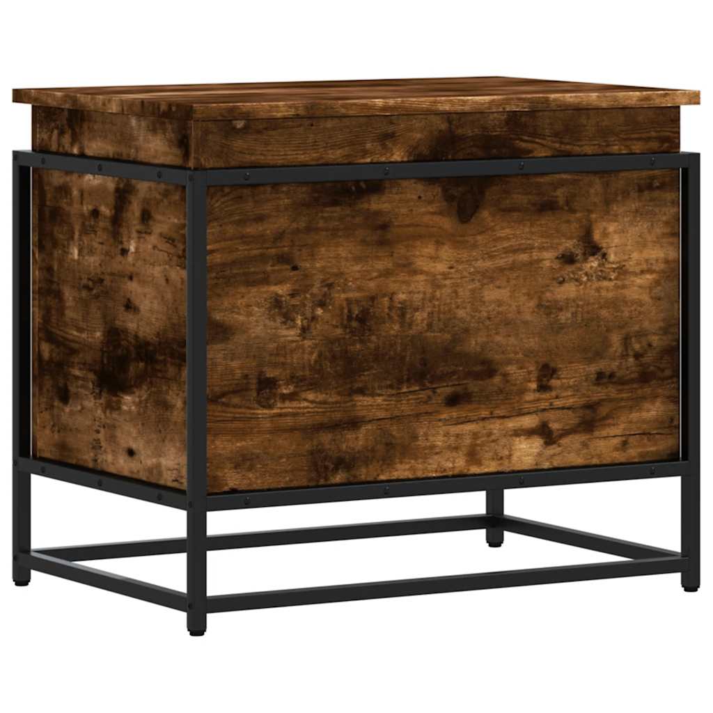 Caja de almacenamiento de Vidaxl con tapa 60x40x51.5 cm de madera propiedad de roble ahumado