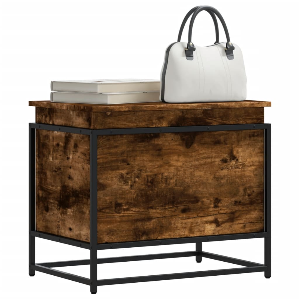 Caja de almacenamiento de Vidaxl con tapa 60x40x51.5 cm de madera propiedad de roble ahumado