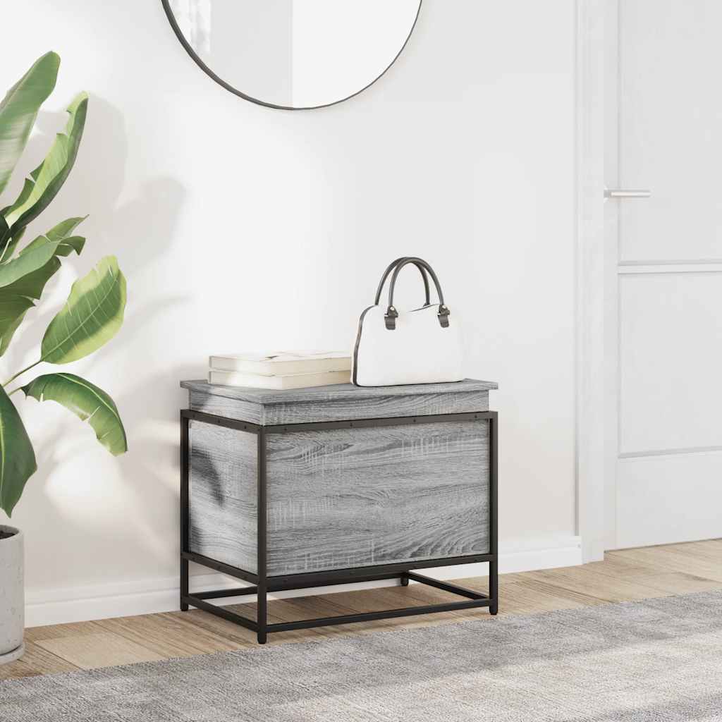 Caja de almacenamiento Vidaxl con tapa 60x40x51.5 cm de madera procesada Sonoma gris