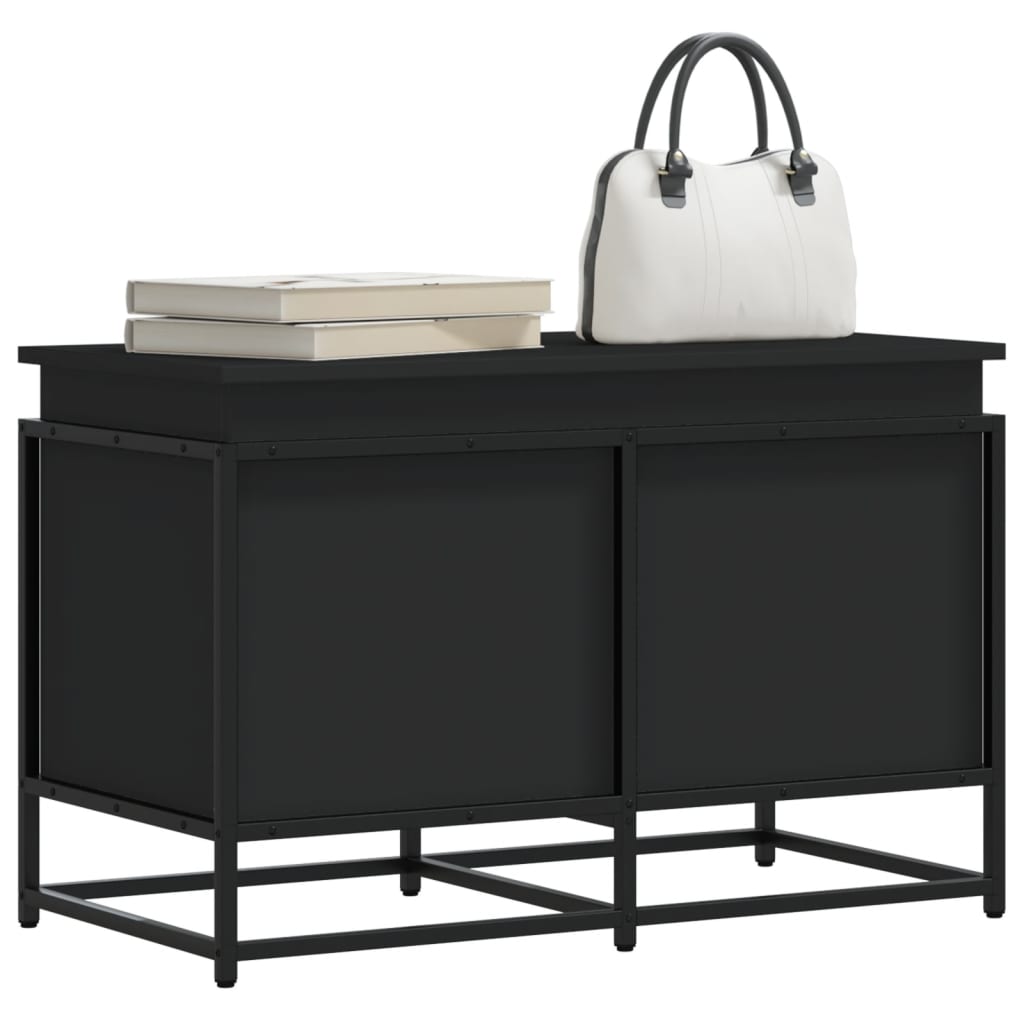 Caja de almacenamiento de Vidaxl con tapa 80x40x51.5 cm de madera procesada negra