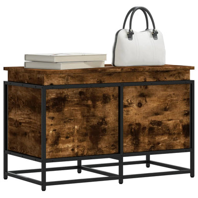 Caja de almacenamiento de Vidaxl con tapa 80x40x51.5 cm de madera propiedad de roble ahumado