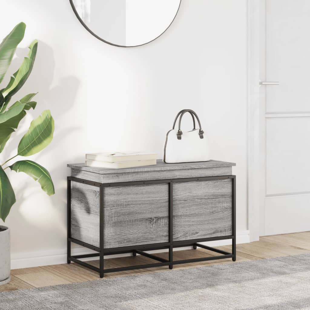 Caja de almacenamiento Vidaxl con tapa 80x40x51.5 cm de madera procesada Sonoma gris