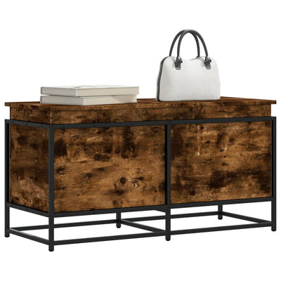 Scatola di archiviazione Vidaxl con coperchio 100x40x51.5 cm in legno di quercia affumicata