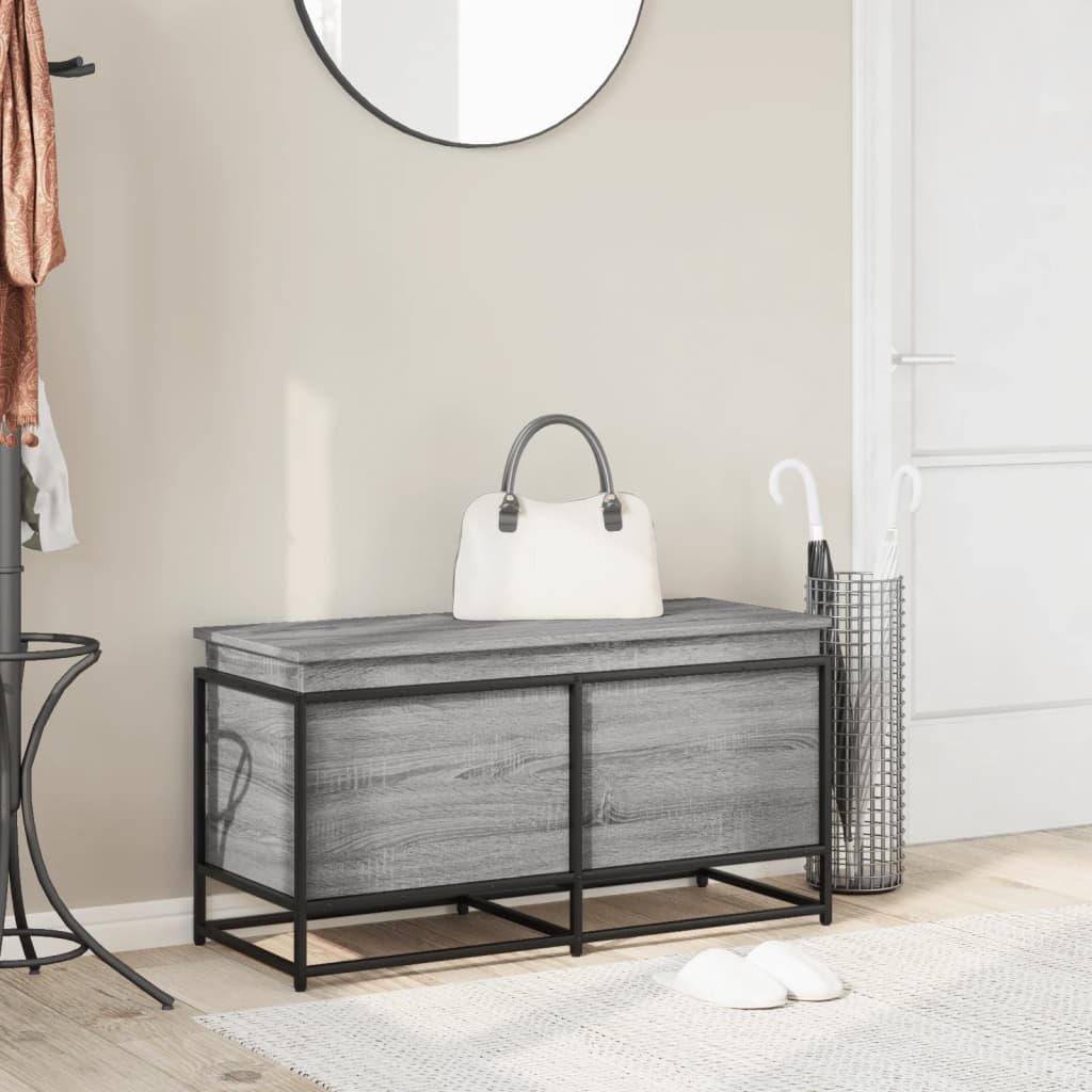 Caja de almacenamiento de Vidaxl con tapa 100x40x51.5 cm de madera propiedad de madera gris sonoma