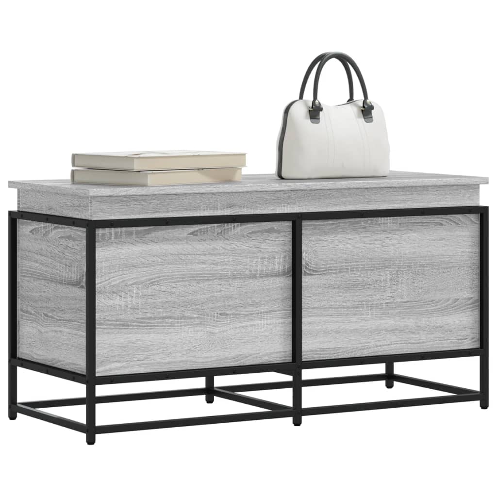 Caja de almacenamiento de Vidaxl con tapa 100x40x51.5 cm de madera propiedad de madera gris sonoma