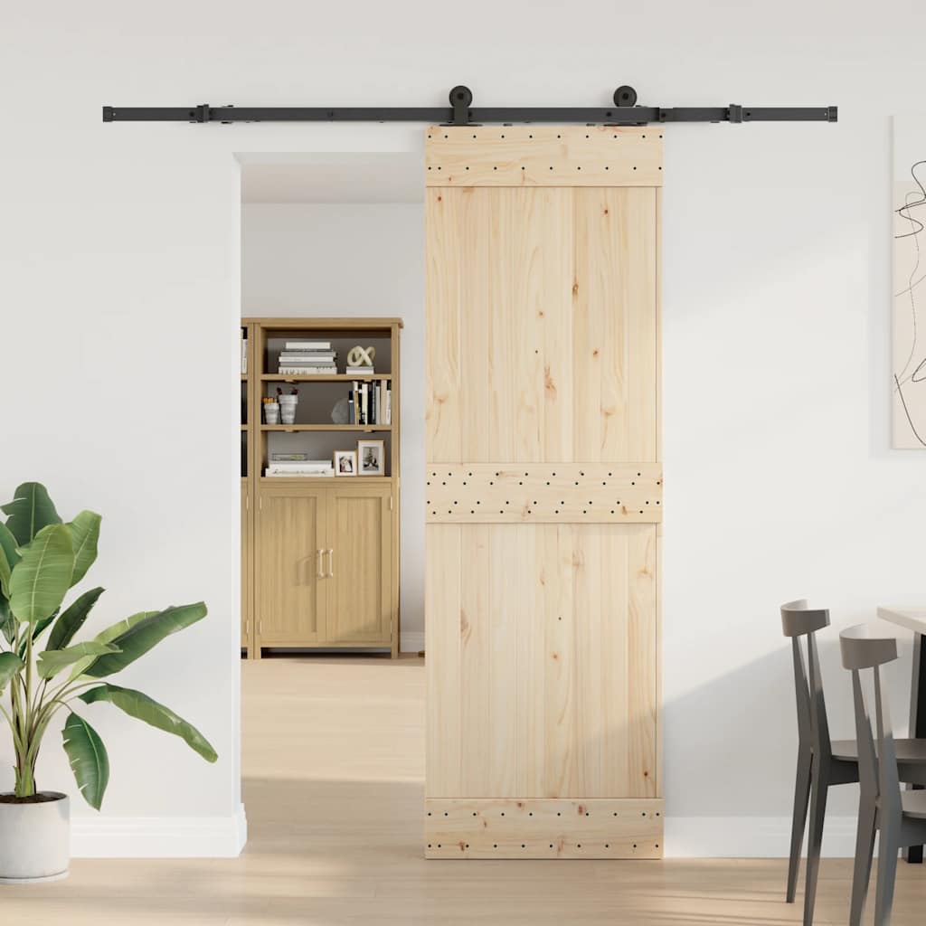 Caja vidaxxl con piezas para puerta corredera 213,5 cm acero negro