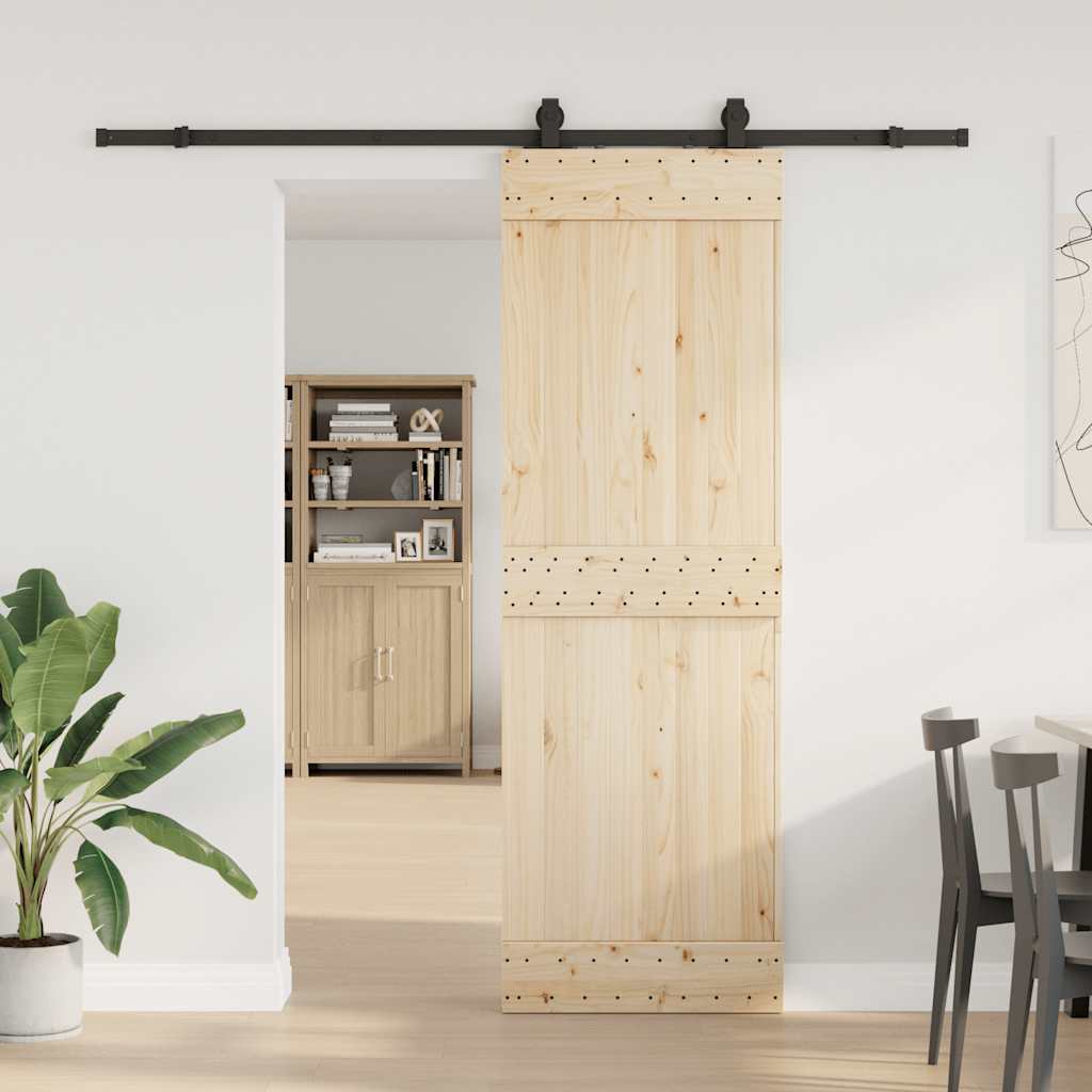 Caja Vidaxl con piezas para puerta corredera de 213 cm de acero negro