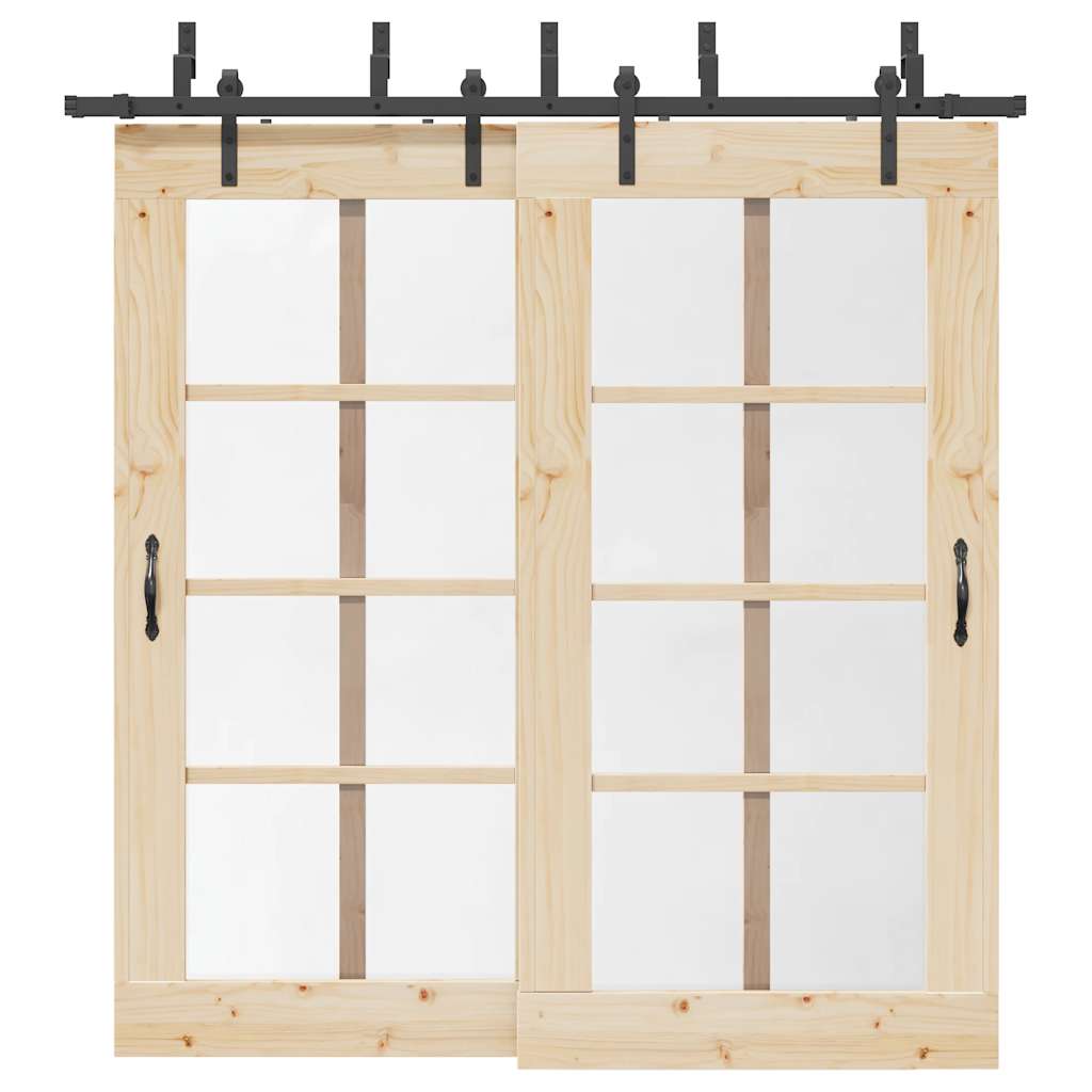 Caja vidaxxl con piezas para puerta corredera 213,5 cm acero negro
