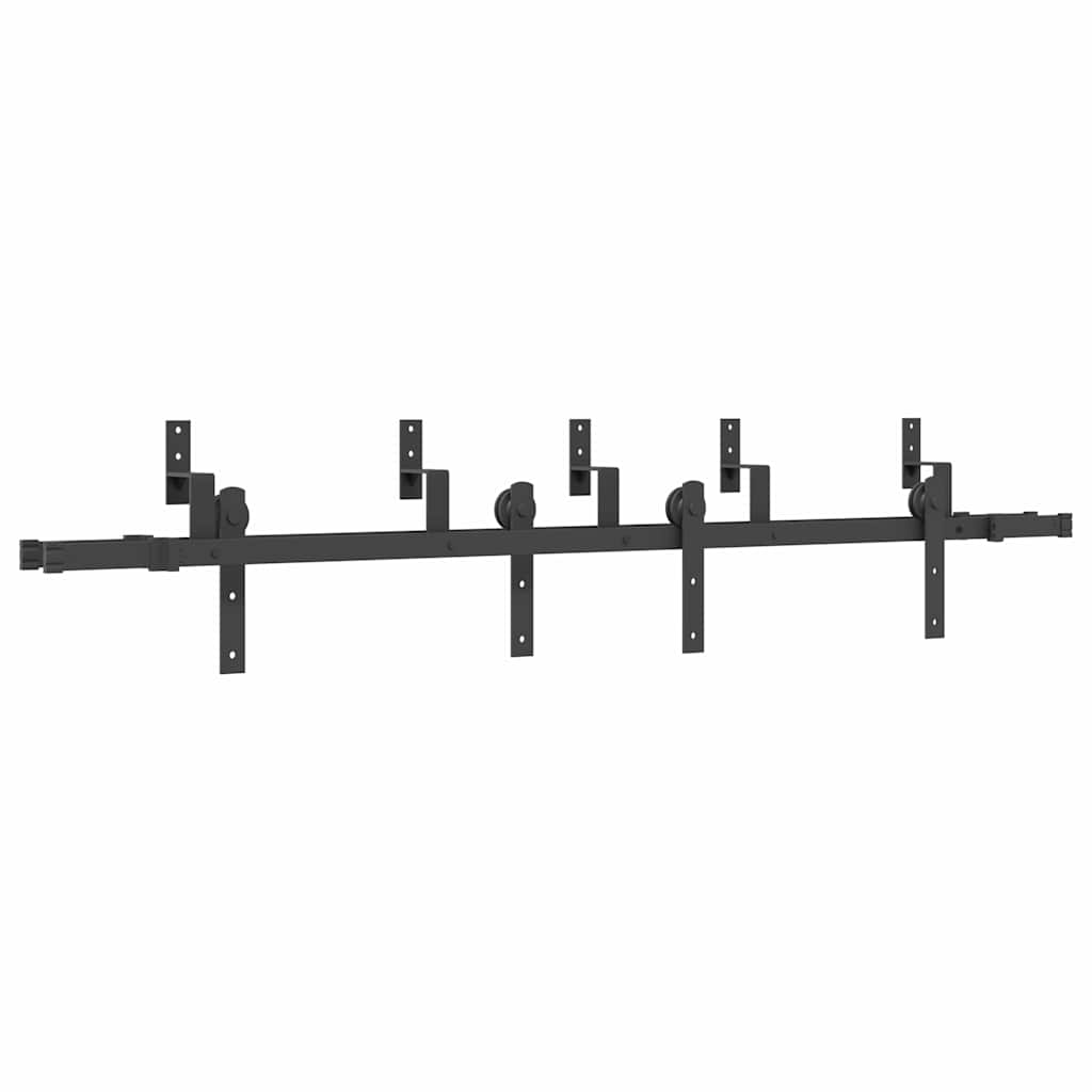 Vidaxxl caja con piezas para puerta corredera 200 cm acero negro