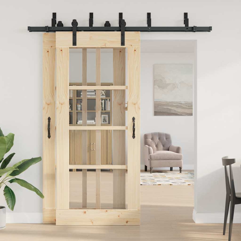 Vidaxxl caja con piezas para puerta corredera 200 cm acero negro