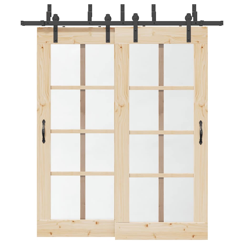 Vidaxxl caja con piezas para puerta corredera 200 cm acero negro