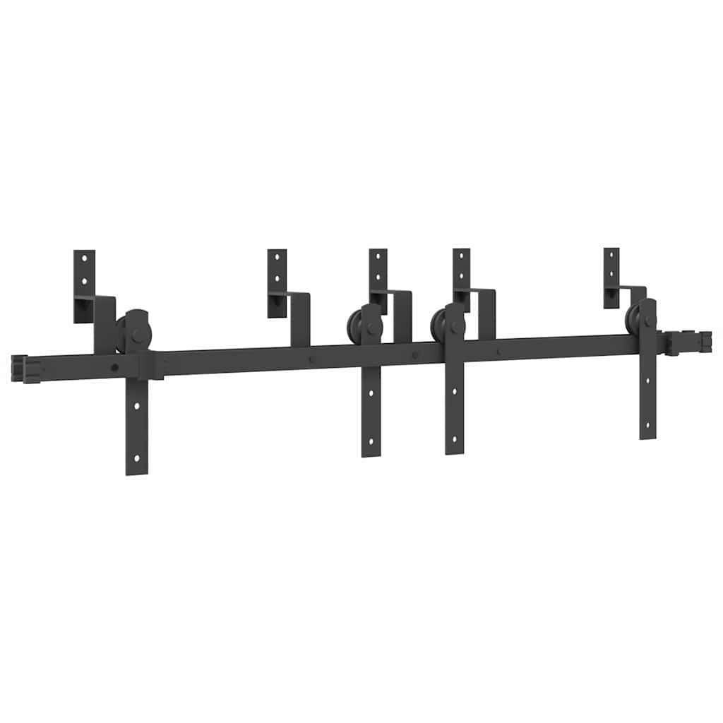 Vidaxxl caja con piezas para puerta corredera 152,5 cm acero negro