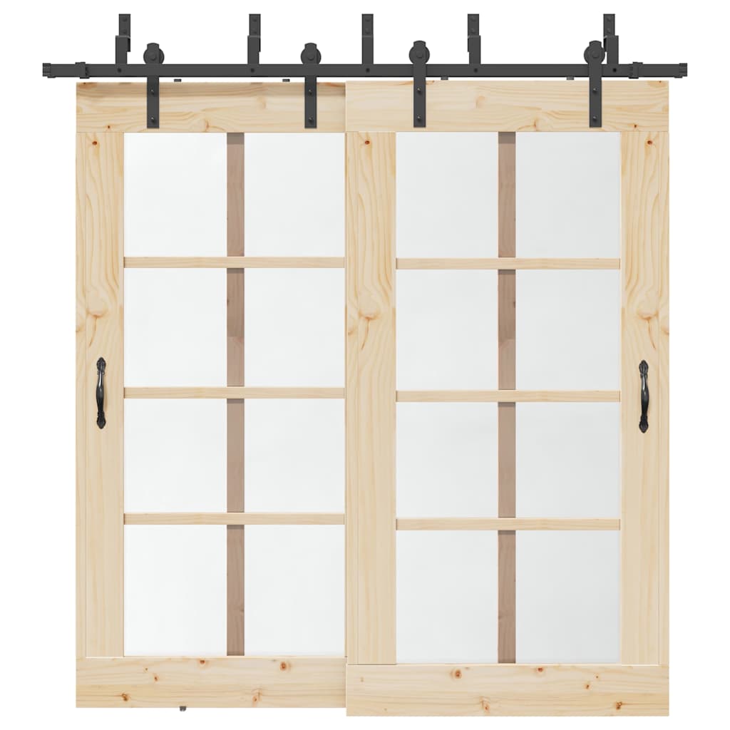 Caja vidaxxl con piezas para puerta corredera 213,5 cm acero negro