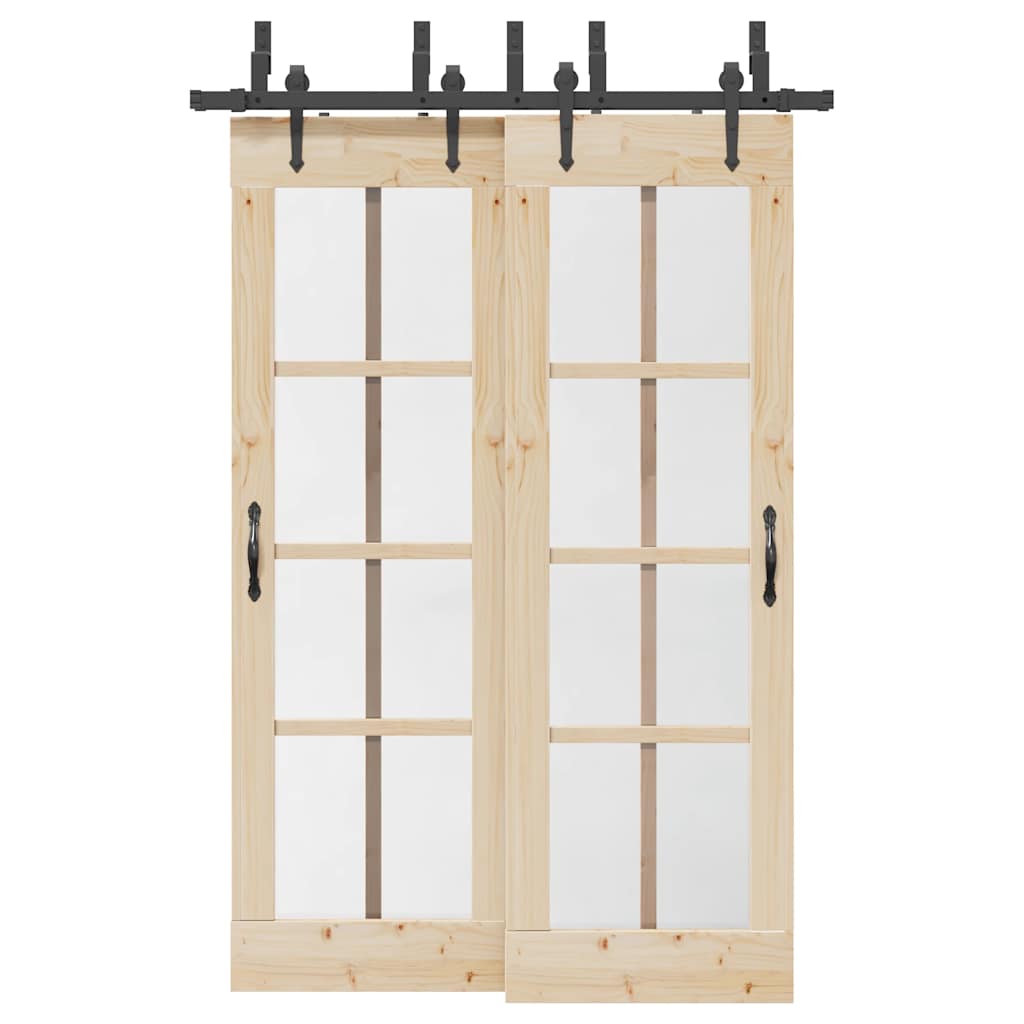 Vidaxxl caja con piezas para puerta corredera 152,5 cm acero negro