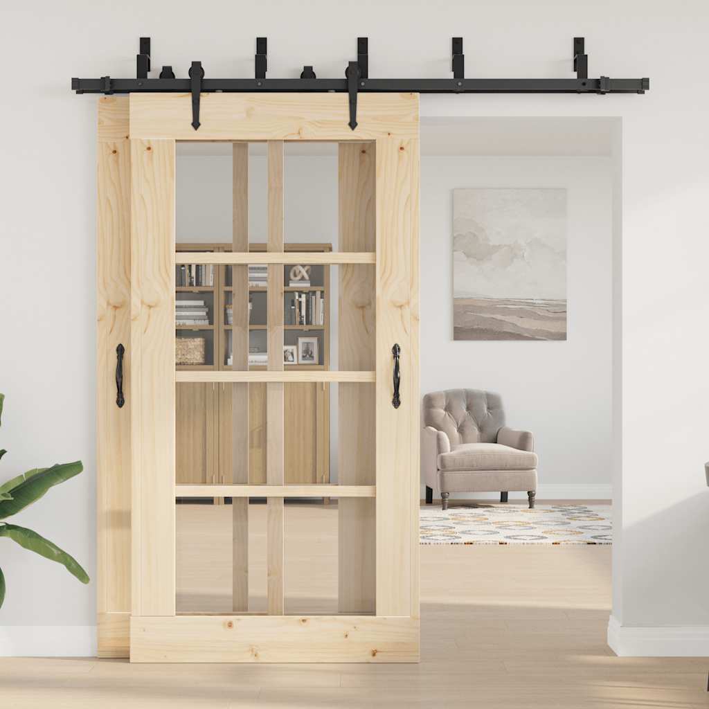 Caja vidaxxl con piezas para puerta corredera 213,5 cm acero negro