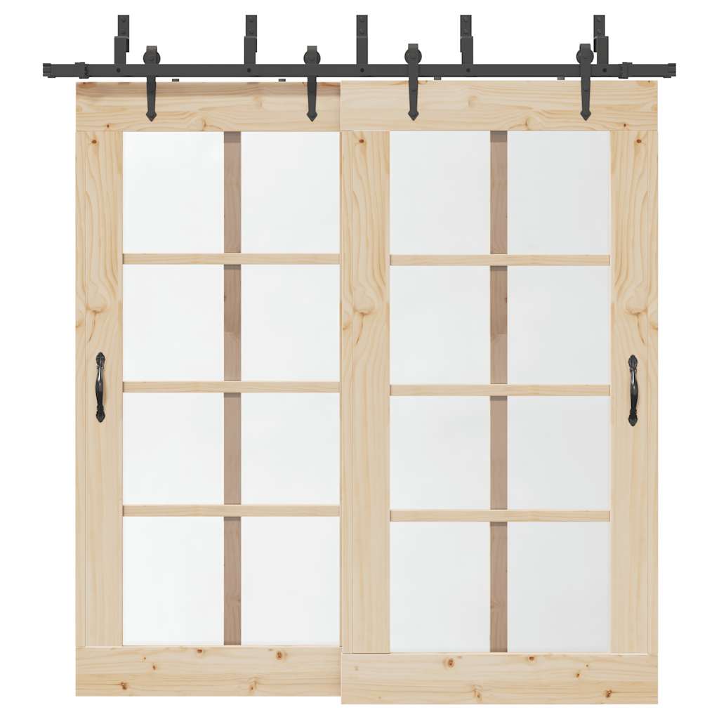 Caja vidaxxl con piezas para puerta corredera 213,5 cm acero negro