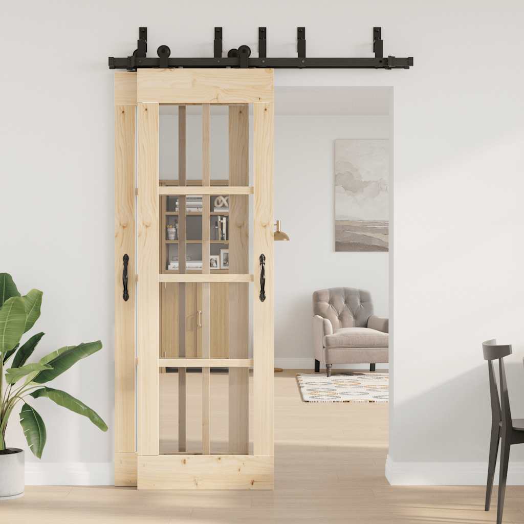 Vidaxxl caja con piezas para puerta corredera 152,5 cm acero negro