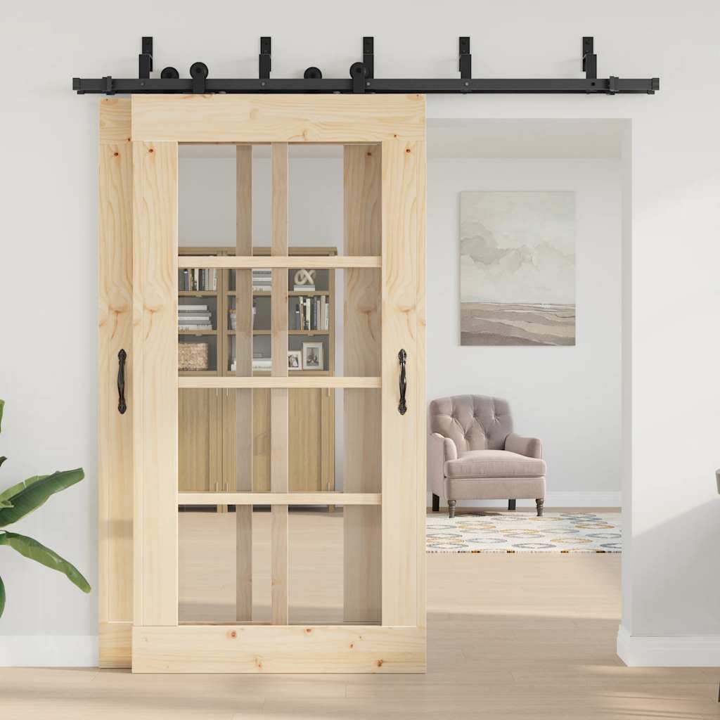 Caja vidaxxl con piezas para puerta corredera 213,5 cm acero negro