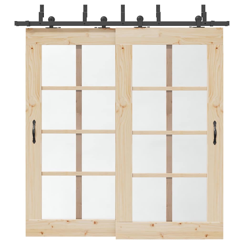 Caja vidaxxl con piezas para puerta corredera 213,5 cm acero negro