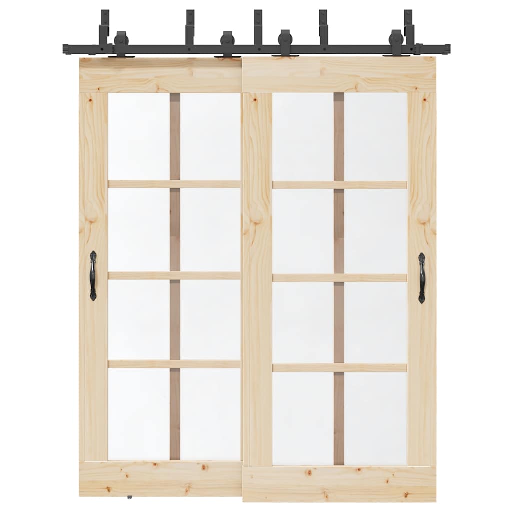 Vidaxxl caja con piezas para puerta corredera 183 cm acero negro