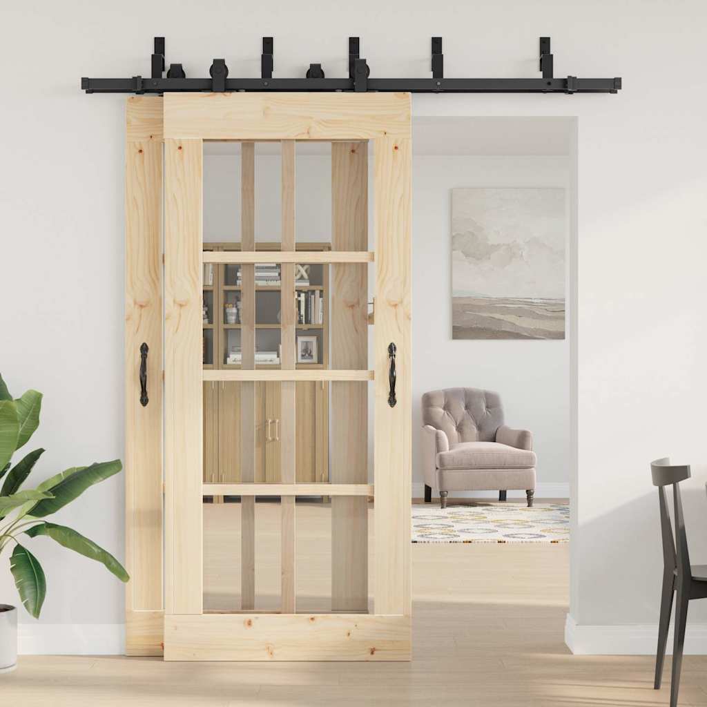 Vidaxxl caja con piezas para puerta corredera 200 cm acero negro