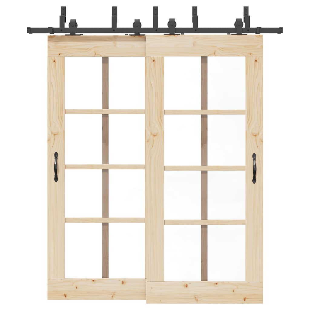 Vidaxxl caja con piezas para puerta corredera 200 cm acero negro