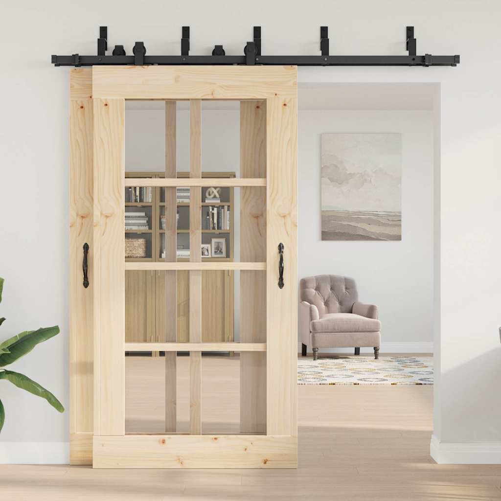 Caja vidaxxl con piezas para puerta corredera 213,5 cm acero negro