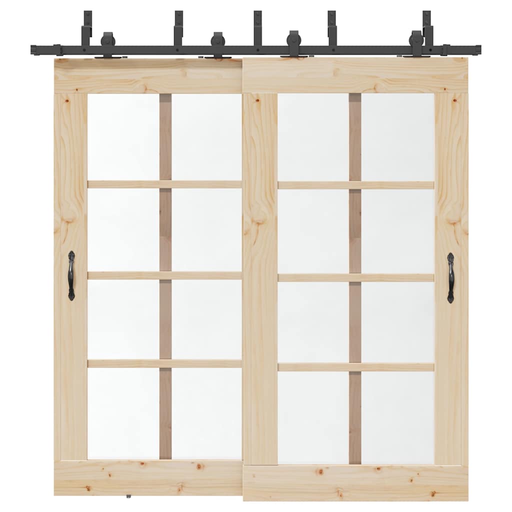 Caja vidaxxl con piezas para puerta corredera 213,5 cm acero negro