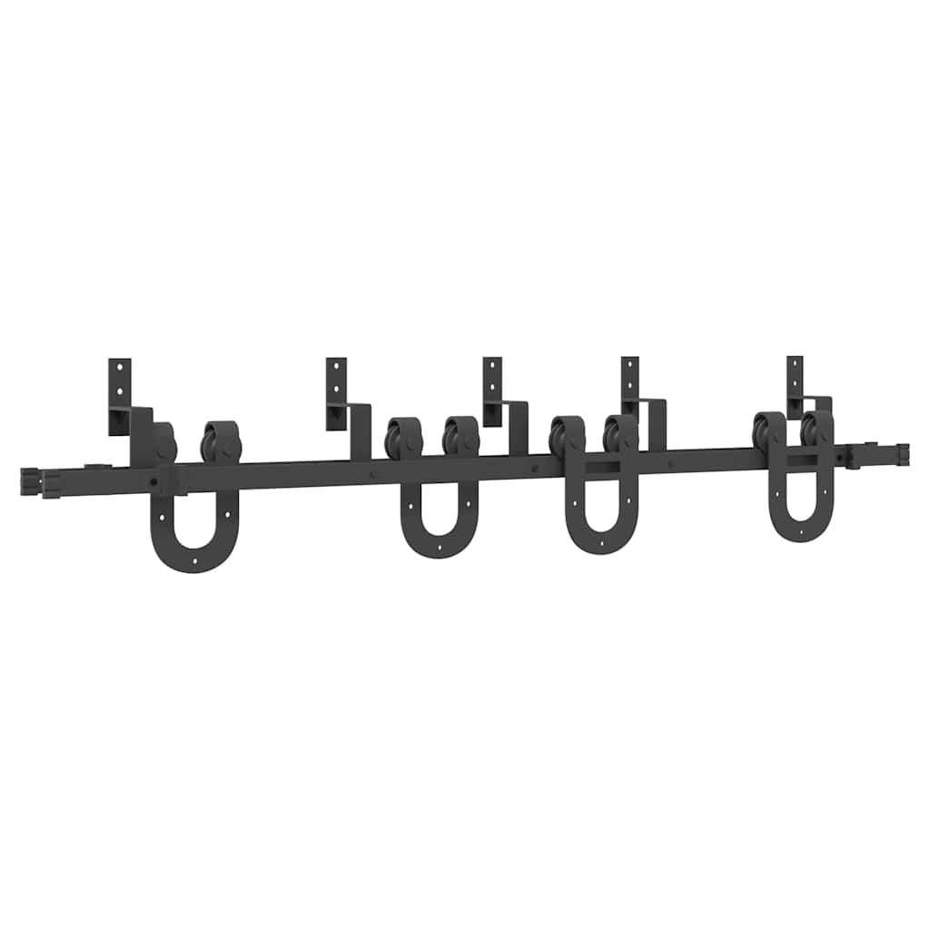 Vidaxxl caja con piezas para puerta corredera 183 cm acero negro