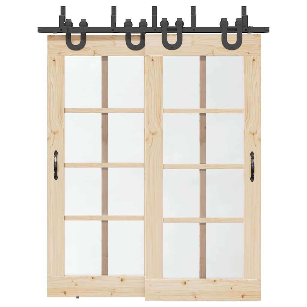 Vidaxxl caja con piezas para puerta corredera 183 cm acero negro