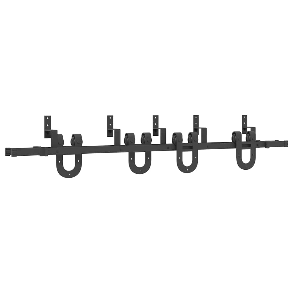 Vidaxxl caja con piezas para puerta corredera 200 cm acero negro