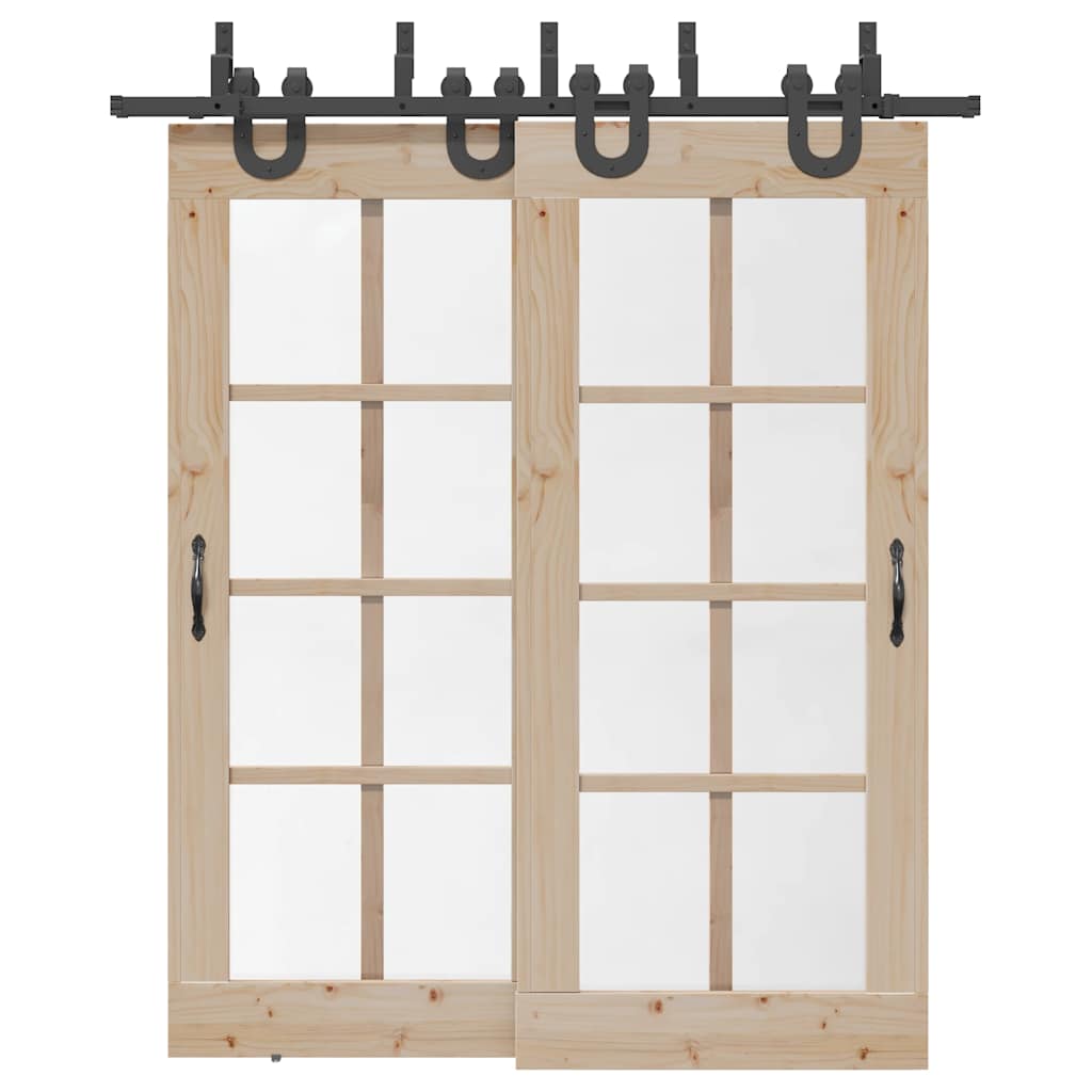 Vidaxxl caja con piezas para puerta corredera 200 cm acero negro
