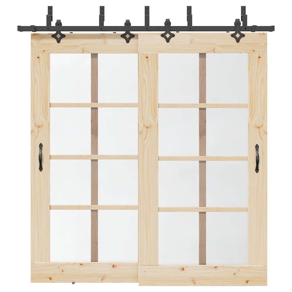 Caja vidaxxl con piezas para puerta corredera 213,5 cm acero negro
