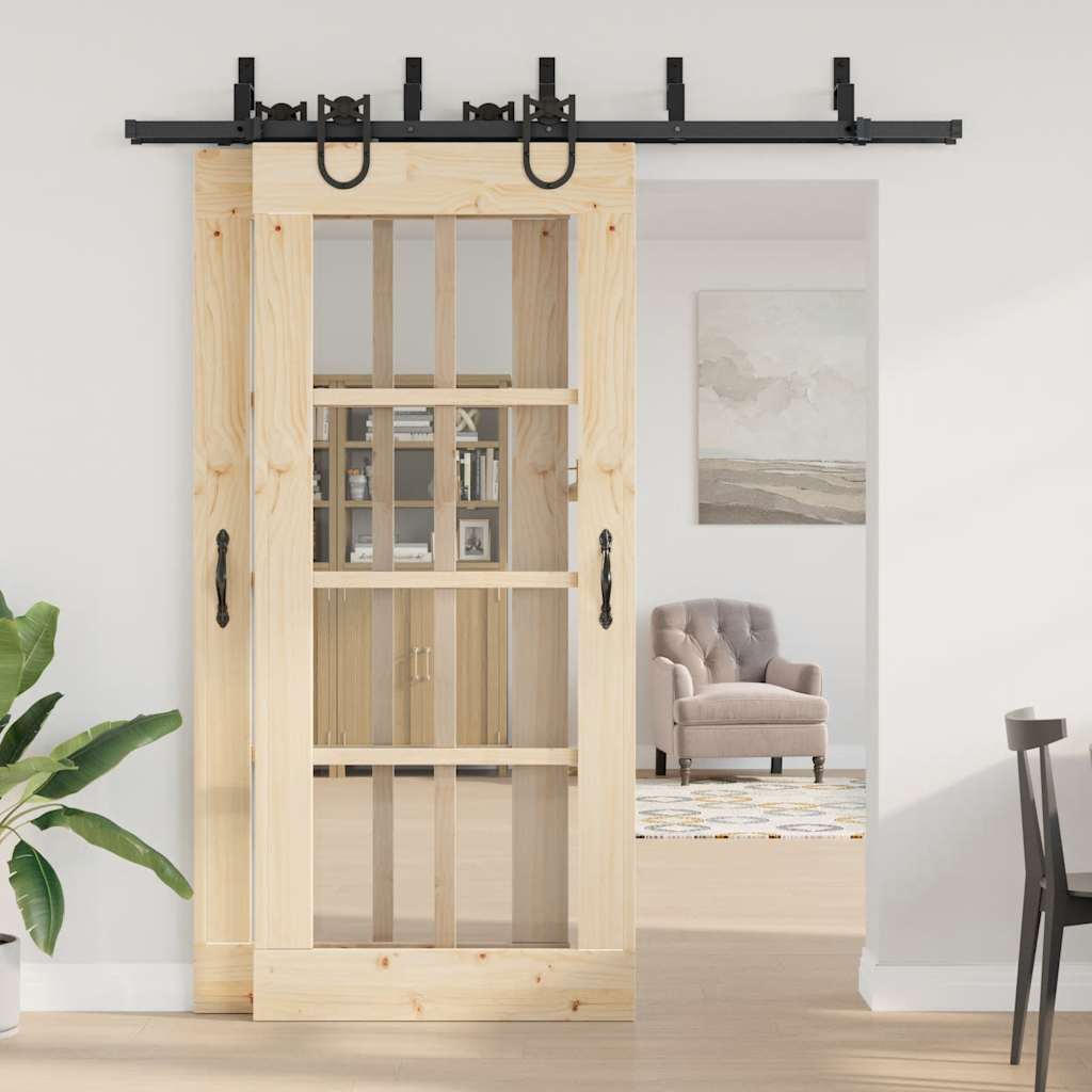 Vidaxxl caja con piezas para puerta corredera 200 cm acero negro