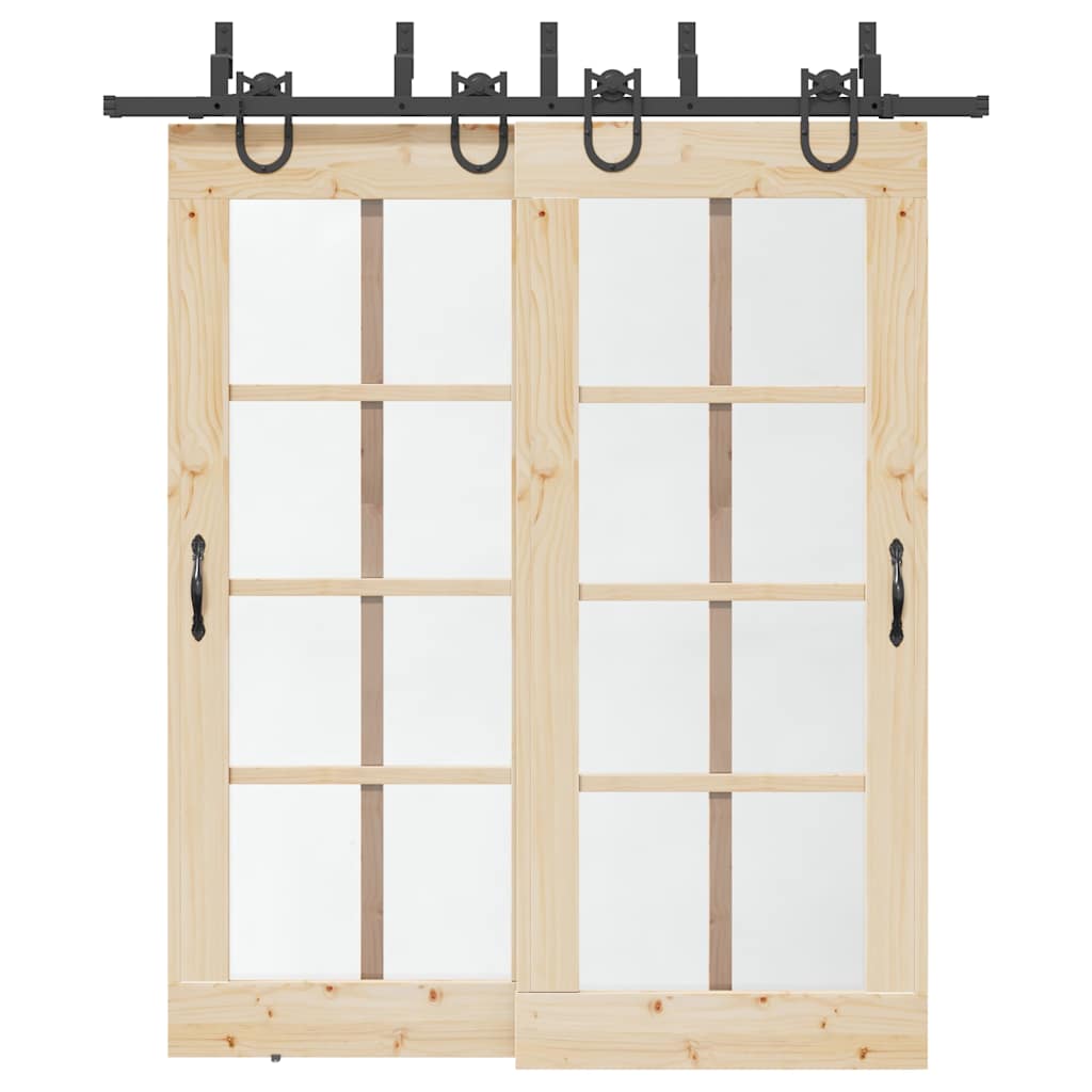 Vidaxxl caja con piezas para puerta corredera 200 cm acero negro