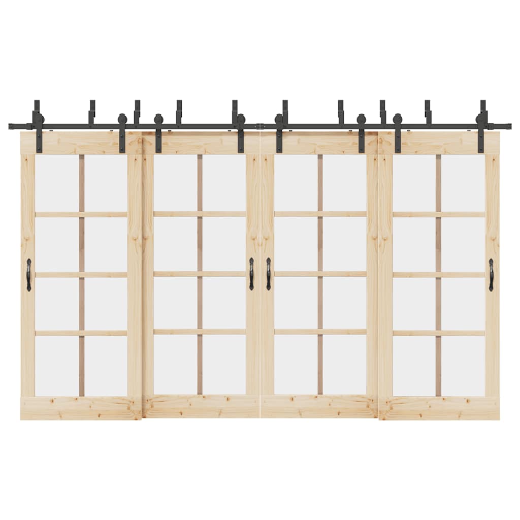 Vidaxxl caja con piezas para puerta corredera 366 cm acero negro