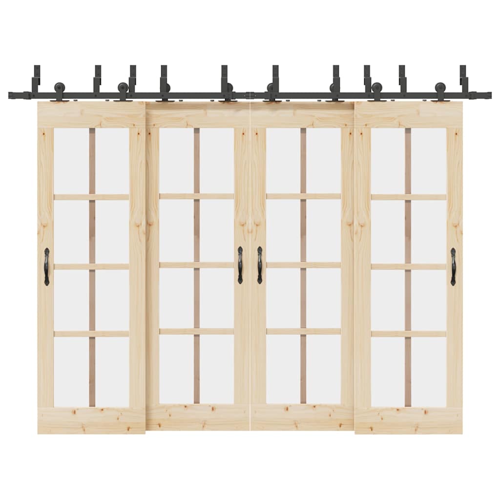 Vidaxxl caja con piezas para puerta corredera 305 cm acero negro