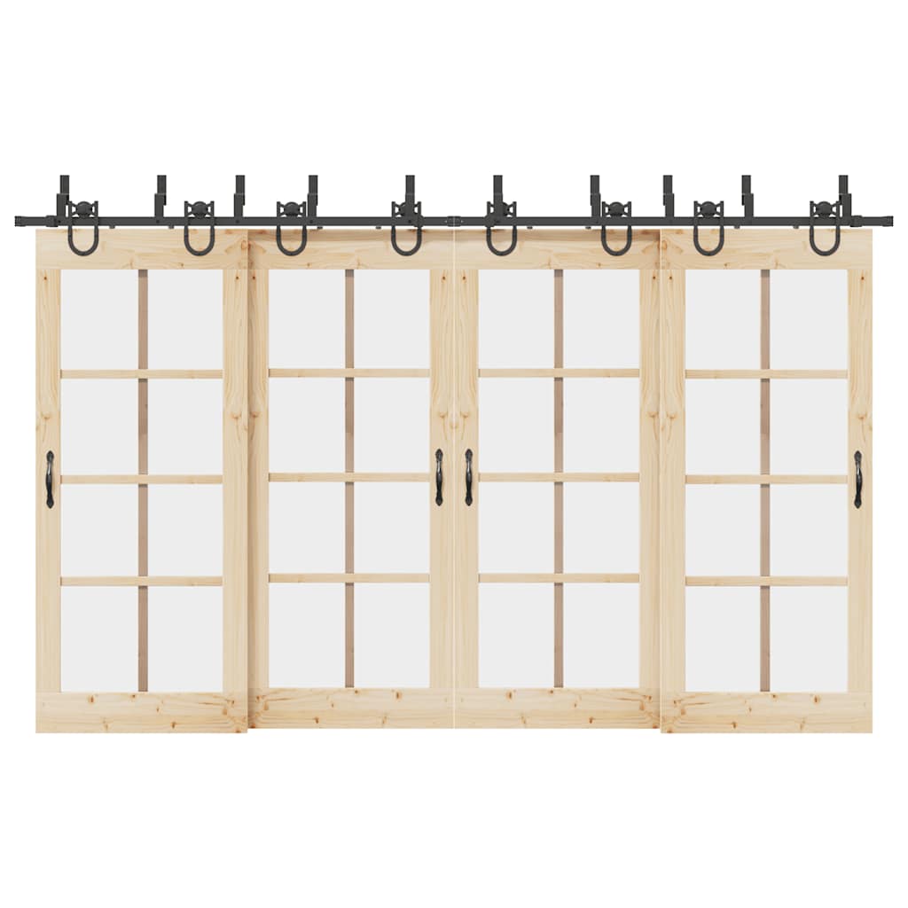 Vidaxxl caja con piezas para puerta corredera 366 cm acero negro