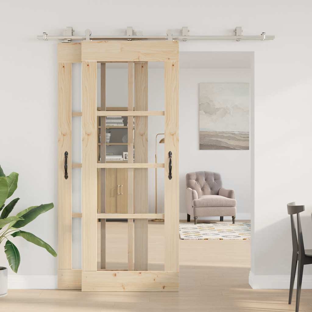 Vidaxx juego de piezas para puerta corredera 200 cm acero inoxidable plateado