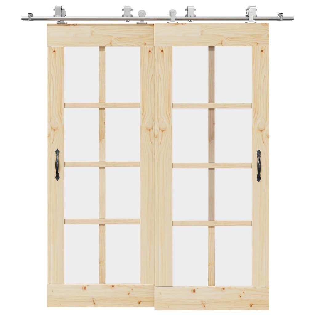 Vidaxx juego de piezas para puerta corredera 200 cm acero inoxidable plateado