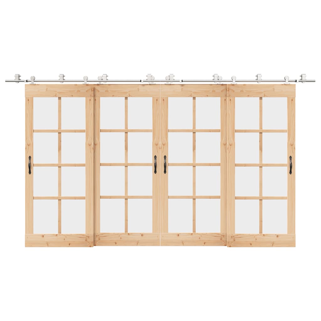 Vidaxx juego de piezas para puerta corredera 200 cm acero inoxidable plateado