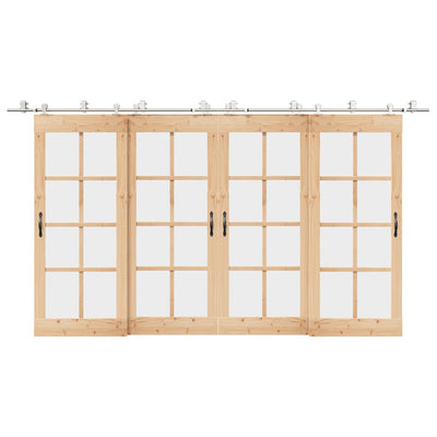 Vidaxx juego de piezas para puerta corredera 200 cm acero inoxidable plateado